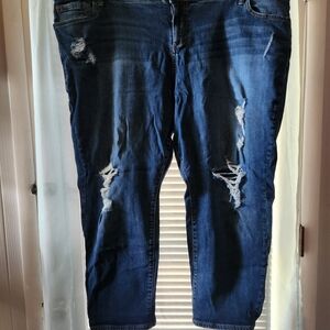 Stylish Women's Distressed Blue Boyfriend Jeans